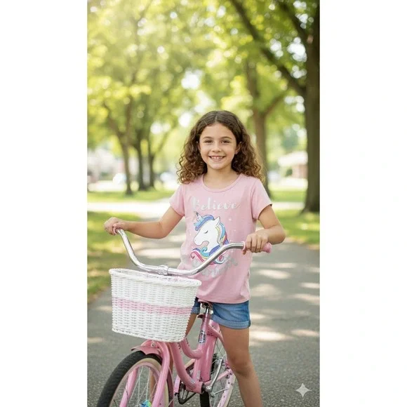 Girls Pink Unicorn Believe in Yourself Graphic T-Shirt Short Sleeve Top Kids - Picture 13 of 13